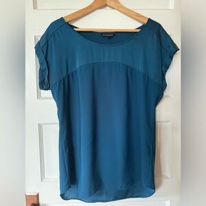Express career blouse teal blue size medium, cuffed short sleeves